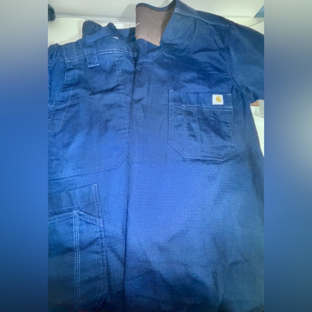 NWT SET of Men's Solid Ripstop Utility Nurses Scrub Top&Pants size XS Navy - Picture 2 of 5